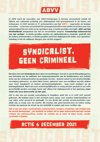Syndicalist geen crimineel